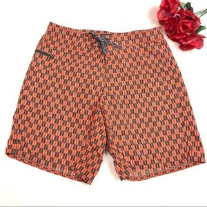 Patagonia Orange/Gray Men’s Swim Board Surfing Shorts 34